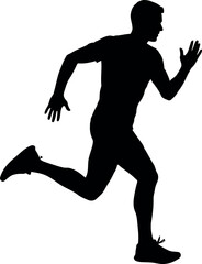 Silhouette of a man running with determination, speed, energy