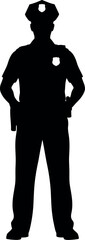 Uniformed police officer silhouette standing, law enforcement