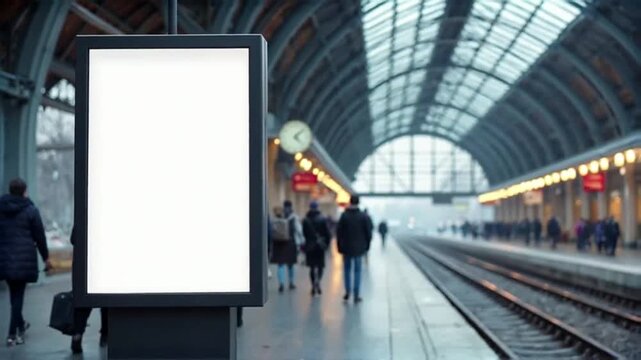 Blank video screen at train station for displaying advertising videos