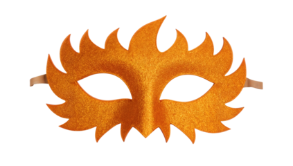 Fiery orange masquerade eye mask with flame design for carnival, costume party, or festival celebration
