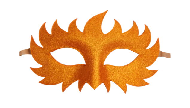 Fiery orange masquerade eye mask with flame design for carnival, costume party, or festival celebration