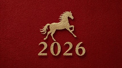 Golden horse zodiac 2026 celebration lunar new year festivity red and gold design luxury decoration