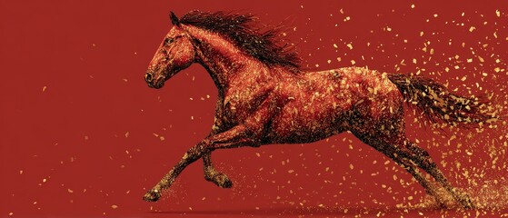 Golden horse year 2026 celebrate chinese new year with festive red and gold design for luxury decoration