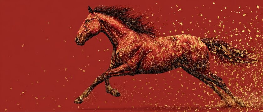 Golden horse year 2026 celebrate chinese new year with festive red and gold design for luxury decoration
