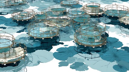 Modern eco resort design above blue waters high resolution picture