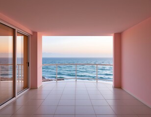 Obraz premium Serene Sunset Balcony Overlooking Calm