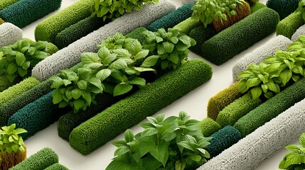 Modern green plant arrangement with natural textures high resolution picture