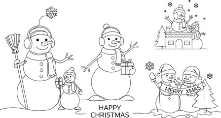 Fototapeta premium Snowman christmas winter holiday snow festive season xmas december celebration fun joy