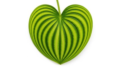 Captivating Striped Green Heart Leaf on White