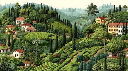 Picturesque tea valley with natural green scenery high resolution picture