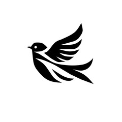 A minimal, black and white logo featuring a stylized swallow or swift in dynamic flight, with elegant tail feathers. Ideal for travel, freedom, spiritual, or any brand emphasizing motion and grace.