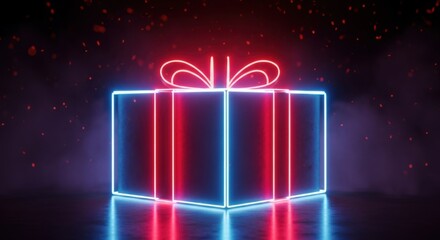 Glowing Blue and Red Neon Light Gift Package