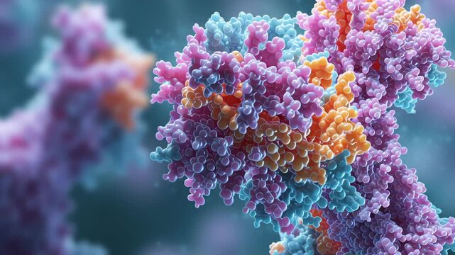 Close-up monoclonal antibody structure binding specifically to antigen surface conceptual, ultra clean biotech editorial, monoclonal antibody therapy