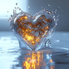 Splashing water heart shape forming beautifully high resolution picture