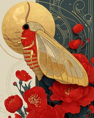 Stunning detailed insect artwork with floral elements high resolution picture