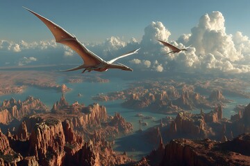 Stunning fantasy world with dragons and pink clouds high resolution picture