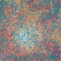 Abstract digital artwork.&nbsp;Expressionism painting style of speckled texture with a various shades of teal, turquoise, orange, red and white color.