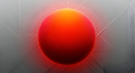 Abstract red orb with radiating glow and line accents against a gray backdrop