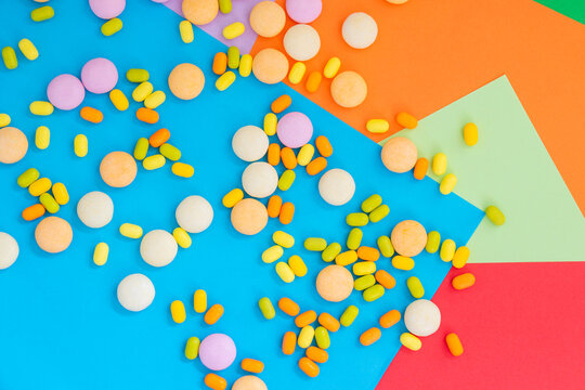 Candy on the colorful background