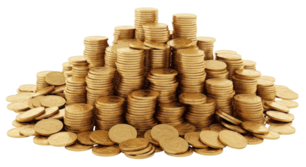 Pile of gold coins transparent background cutout png