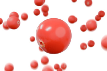 3D Rendering of Cranberry Floating on White Background