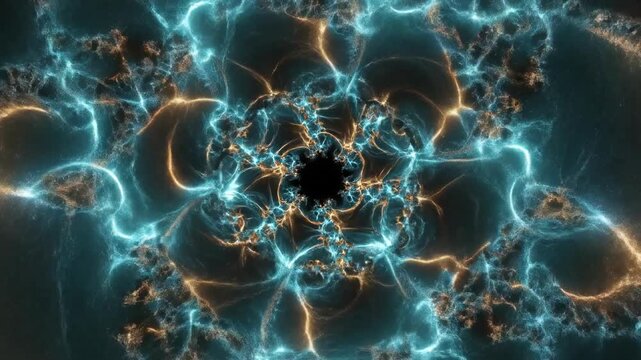 Seamless fractal pattern expansion and retraction infinite loop animation symbolizing complex growth dynamic, abstract, Seamless