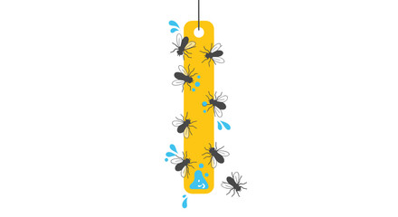 Sticky trap catching flying insects in an outdoor environment.