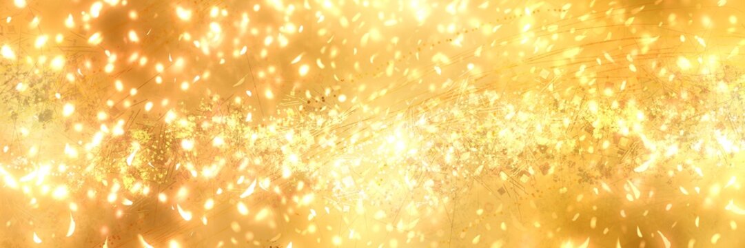 お正月背景風金箔、桜花吹雪が輝く豪華横長背景