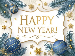 Premium new year blue gold vector art elegant ornaments