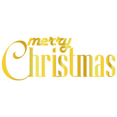 Merry Christmas gold text design with transparent background for Christmas theme design elements