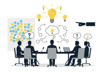 Brainstorming for New Ideas A Creative Meeting Illustration