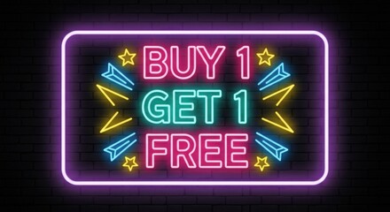 Buy One Get One Free Neon Promotion Sign