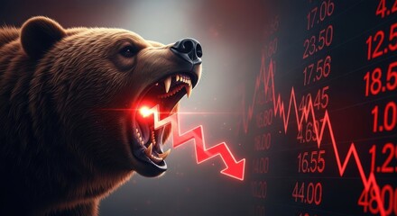 Roaring Bear Symbolizes Financial Market Downturn and Risk