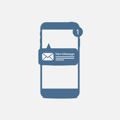 Blue Smartphone Illustrating a New Message Notification, Symbolizing Digital Communication