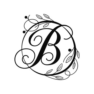 Elegant ornate letter b monogram with delicate floral accents for branding