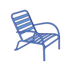 Blue metal outdoor garden patio lounge chair simple vector graphic design
