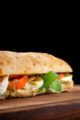 Ciabatta sandwich closeup