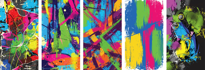  Urban punk textures graffiti and distressed grunge background, featuring rough spray paint, scratch marks, and a halftone dot pattern for a vintage poster. Music and street style design. © StockSphere