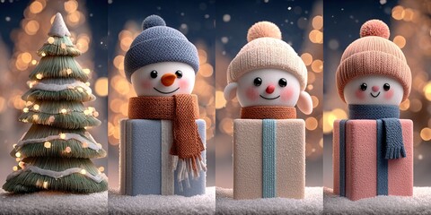 3D snowman cartoon image for Christmas decoration