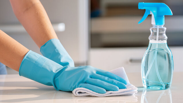 cleaning the kitchen