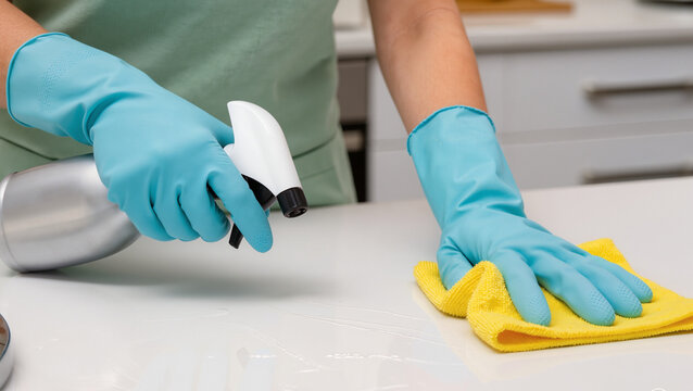 cleaning the kitchen