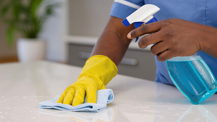 cleaning the kitchen
