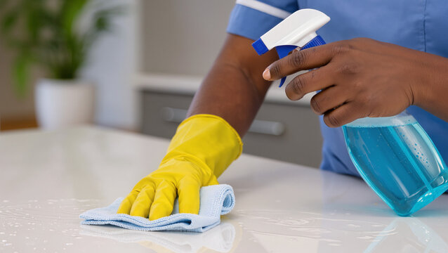 cleaning the kitchen