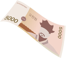 Korean 5000 Won Banknote Stack - Five Thousand KRW Bundle PNG