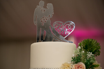Mr and Mrs Cake Topper Silver