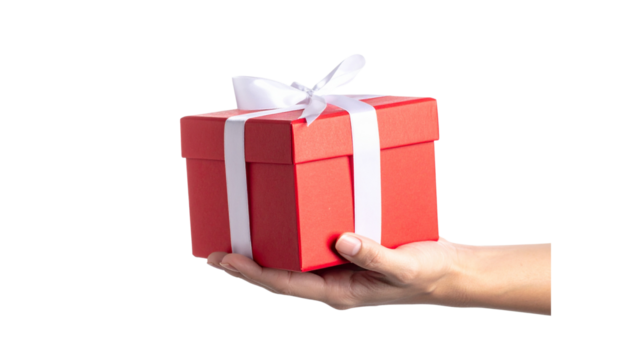 Hand Gift Christmas element with white background