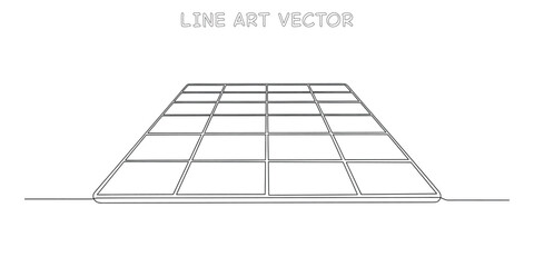 Perspective view of solar panels or grid floor tiles in continuous line art style