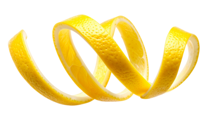 Lemon Peel Curl Isolated Bright Citrus Twist for Refreshing Culinary and Garnish Use