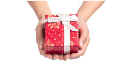 Hand Gift Christmas element with white background