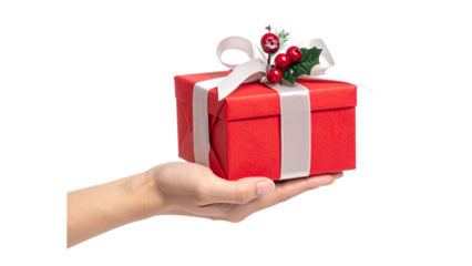 Hand Gift Christmas element with white background